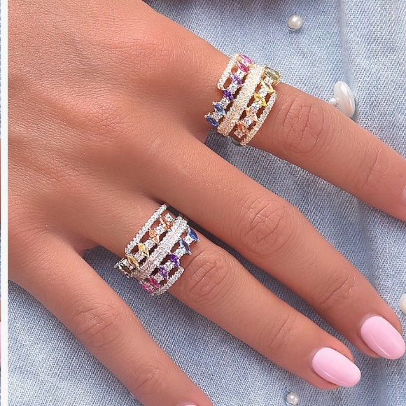 Layered Marquise Ring with Swarovski Crystals NWT - Picture 1 of 3